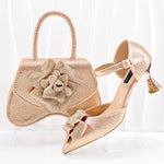 Doershow African fashion Italian Shoes And Bag Sets For Evening Party With Stones SILVER Italian Handbags Match Bags! HGO1-1