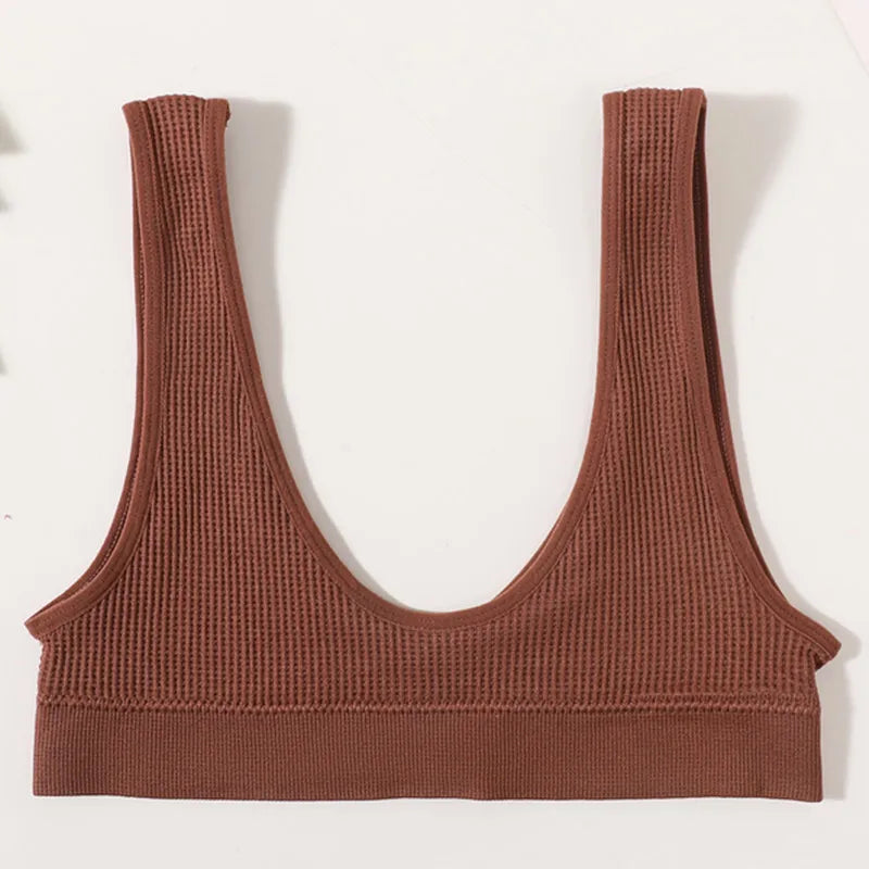 Ribbed Seamless U-Back Bralette Women's Push Up Tube Tops Wire Free Plunge Underwear Sexy Lingerie Small Cup Intimates M-XL