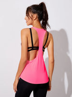 Yoga Fitness Vest Hollow Solid Color Sports Blouse Women Women's Summer Home Casual Solid Color Sleeveless Irregular