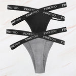 2Pcs/Set Women Thongs Panties Female Letter Belt Underwear Ladies Cotton Cross Strap Bikini M-XL G-String Girl Intimate Lingerie