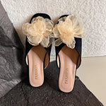 Women's Slip-On Sandals 2026Summer New Floral Closed-Toe Half Slippers,Elegant Style,Perfect with Dresses,Gentle Summer Footwear