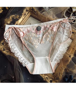 Lace-up Briefs Transparent Lace Panties Women Lingerie Sexy Underwear Low Waist Ropa Mujer Floral Embroidery Lenceria Femenina