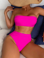 2025 Sexy High Cut Female Bandeau Swimsuit High Waist Bikini Women Swimwear Two-pieces Bikini Set Bather Bathing Suit Swim Lady