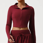 Women's Seamless Yoga Top Zipper Long-sleeved Sports Jacket Outdoor Fitness Gym Casual Top