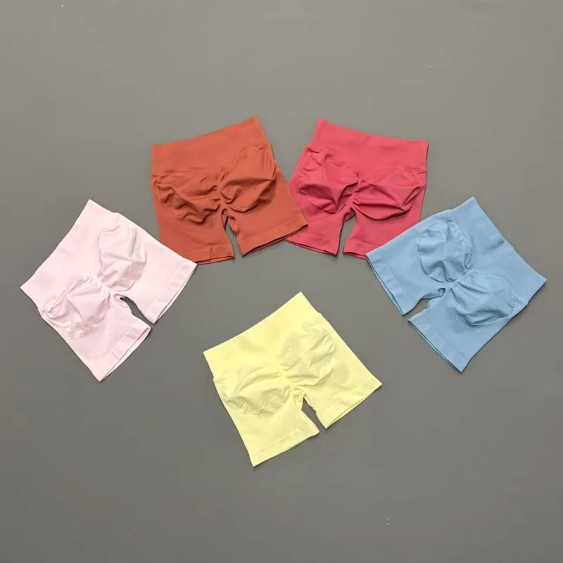 HISTELLO Impact Shorts 4.5" Women Fitness Sports Biker Shorts Low Waist Gym Short Workout Scrunch Butt Yoga Seamless Leggings