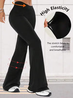Nude High Waisted Tummy Control Butt Lifting Flare Leggings High Stretch Sports Pants Casual Outdoor Running Yoga Workout Bottom