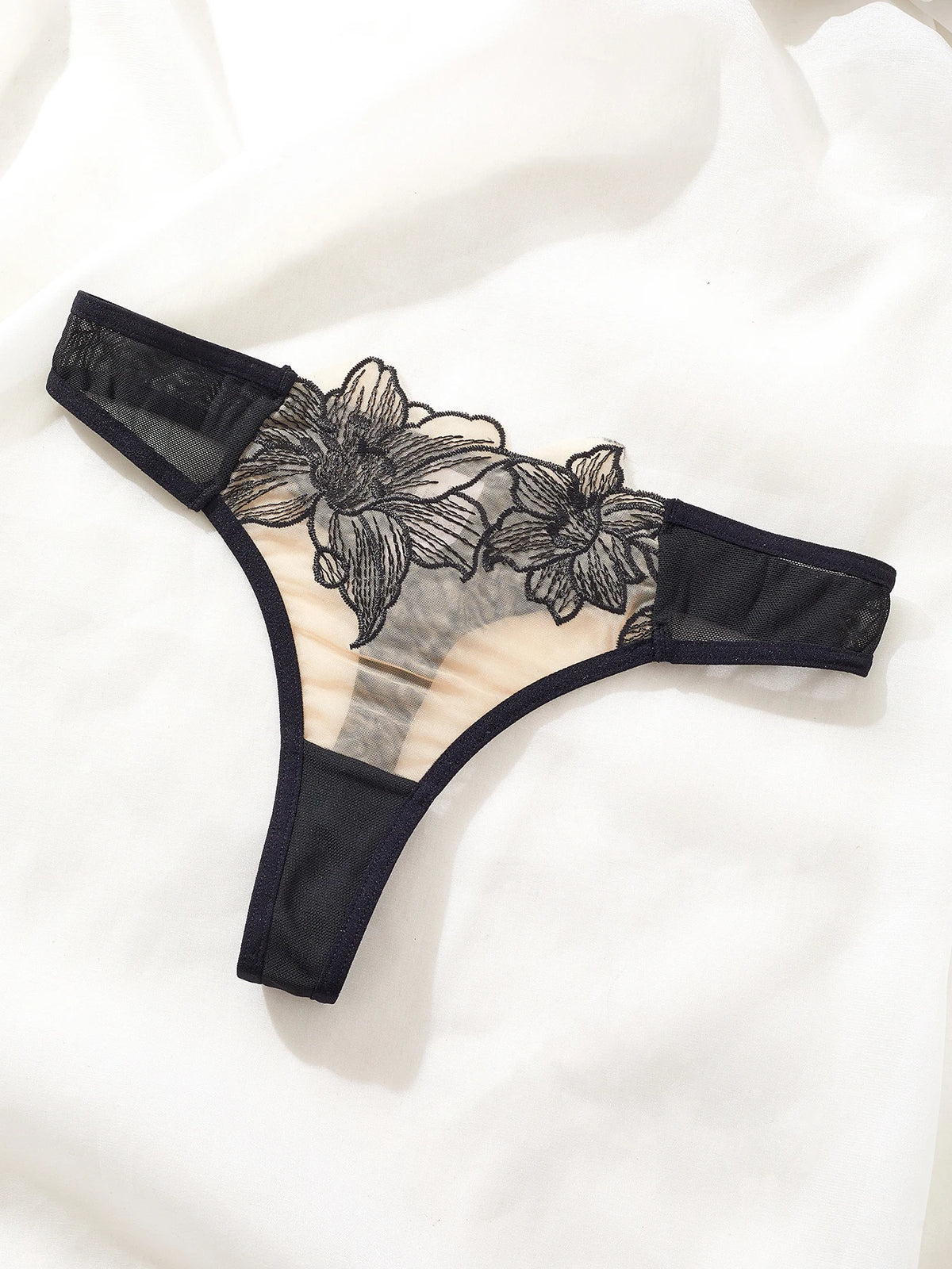 Sexy Underwire Cute Push Up Strappy Embroidered Mesh Sheer Lingerie Set See Through chick padding Panty Bra