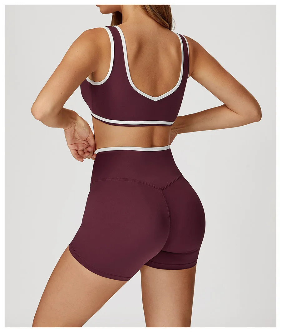 Yoga Set2 Pieces Workout Outfits Fitness Sportswear Gym Tracksuit High Waist Leggings Sports Bra Athletic Wear Women Clothes
