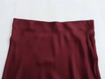Foridol Autumn Winter Burgundy Satin Skirt Women Party Silk Skirt High Waist Straight Long Faldas Mujer Christmas Skirt