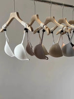 Front Closure Bra French Style, Thin Straps Triangle Cup for Small Chest, Beautiful Back Seamless Bralette, Lightweight Wireless