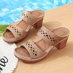 Women Sandals Hollow Out Thick-Heeled Sandals Women Summer Lightweight High Heels Slippers Plus Size Outdoor Platform Shoes