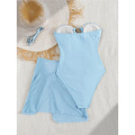 XS - L 6 Colors One Piece Swimsuit Female With Skirt Cut Out Women Swimwear Bandeau Metal Ring Bather Bathing Suit Swim V8108
