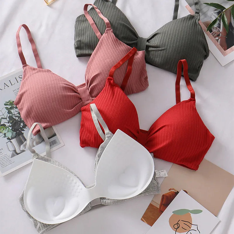 Push-Up Bras for Women Sexy Adjustable Straps Brassiere Wire Free Bra Seamless Underwear Solid Color Lingerie One Size