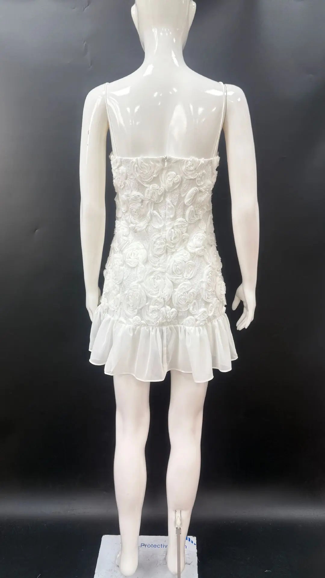2025 Summer Lady New 3D Flower White Mini Chiffon Dresses Sexy Backless Simple Elegant Fashion Ladies Slim Holiday Party Outfits