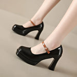 2026 leather shoe for women high heel platform point toe elegant and fashion shoe High-heeled sandals