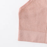 Women Ribbed V-Neck Wireless Bra Solid Color Knit Bralette Stretch Thin Straps Liner-Free No Chest Pads Lingerie Daily Intimates