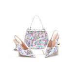 doershow beautiful BLUE Italian Shoes And Bag Sets For Evening Party With Stones Italian Leather Handbags Match Bags!HWS1-1