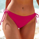 Women Summer Side Drawstring Bikini Bottom Low Waist Triangle Cut Swimwear Solid Color Swimming Trunk Bandage Basic Bikini Tanga