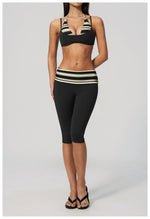 Summer Polka Dot Yoga Sets Women Hanging Neck Shockproof Sports Bra Fitness Suit Folding High Waist Mid Pants Gym Tracksuit