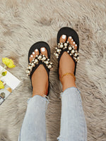 Big Size 42 Fashion Flip Flops For Women Summer Wedges Shoes EVA Sole String Bead Female Indoor Beach Slippers Slip-on Sandals