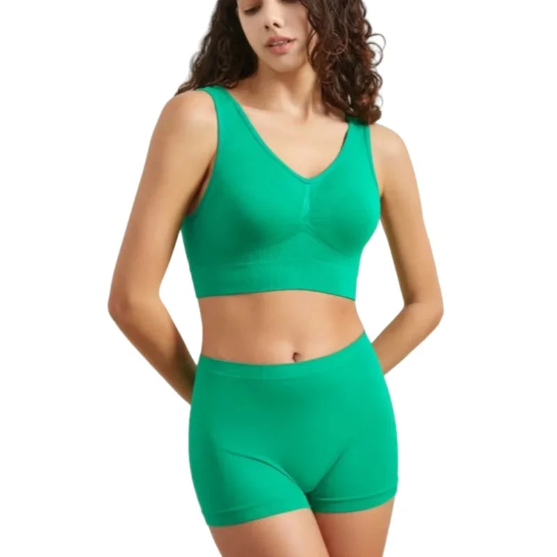 Women Seamless Bra Set Female Bra Tanks Low Waist Boyshorts Underwear Sexy Casual Sports Panties Lingerie Set S-5XL Intimates