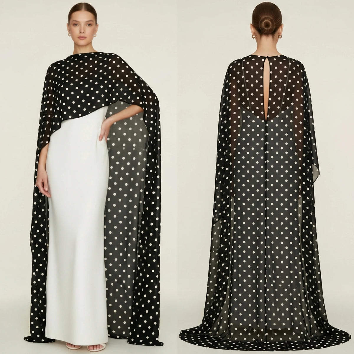 Women's Sheer Chiffon Cape Bat Sleeve Floor Length Shawl Elegant Cover Up Tops Party Evening Cape Blouse f