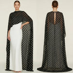 Women's Sheer Chiffon Cape Bat Sleeve Floor Length Shawl Elegant Cover Up Tops Party Evening Cape Blouse f
