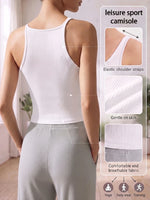 Women's Ribbed Wireless Padded Camisole Sleeveless Racerback Tank Top Yoga Workout Vest Breathable Daily Wear Underwear