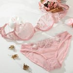 MOYISU Pure Sexy French Ultra-thin Underwire Large Size Bra Set Fat Mm Big Chest Small D Cup Bra Thin Lace Underwear Women