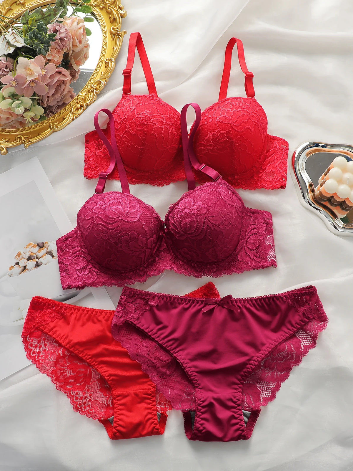 2-piece set of colorful lace combination for gathering and lifting daily bras lingerie set for women sexyLingerie 2 sets A2155