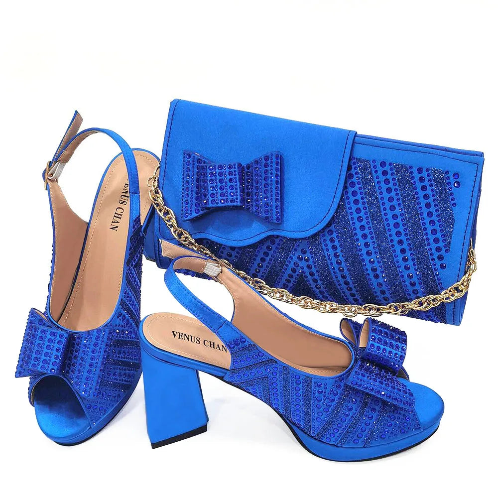 Doershow Lastest Italian Design Fashion Style Ladies Shoes with Matching Bag Set 2024 Nigerian Shoes and Bag Set HTY1-9