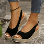 Lightweight Peep Toe Wedges Sandals Women 2026 Summer Back Strap Platdorm Sandles Woman Plus Size 43 Comfy Thick Sole Sandalias