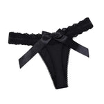 1pcs Sexy Lace Women G-string Bow Decor Elegant Lady Thongs Breathable Comfortable Sexy Lingerie Fashion Black Women Panties