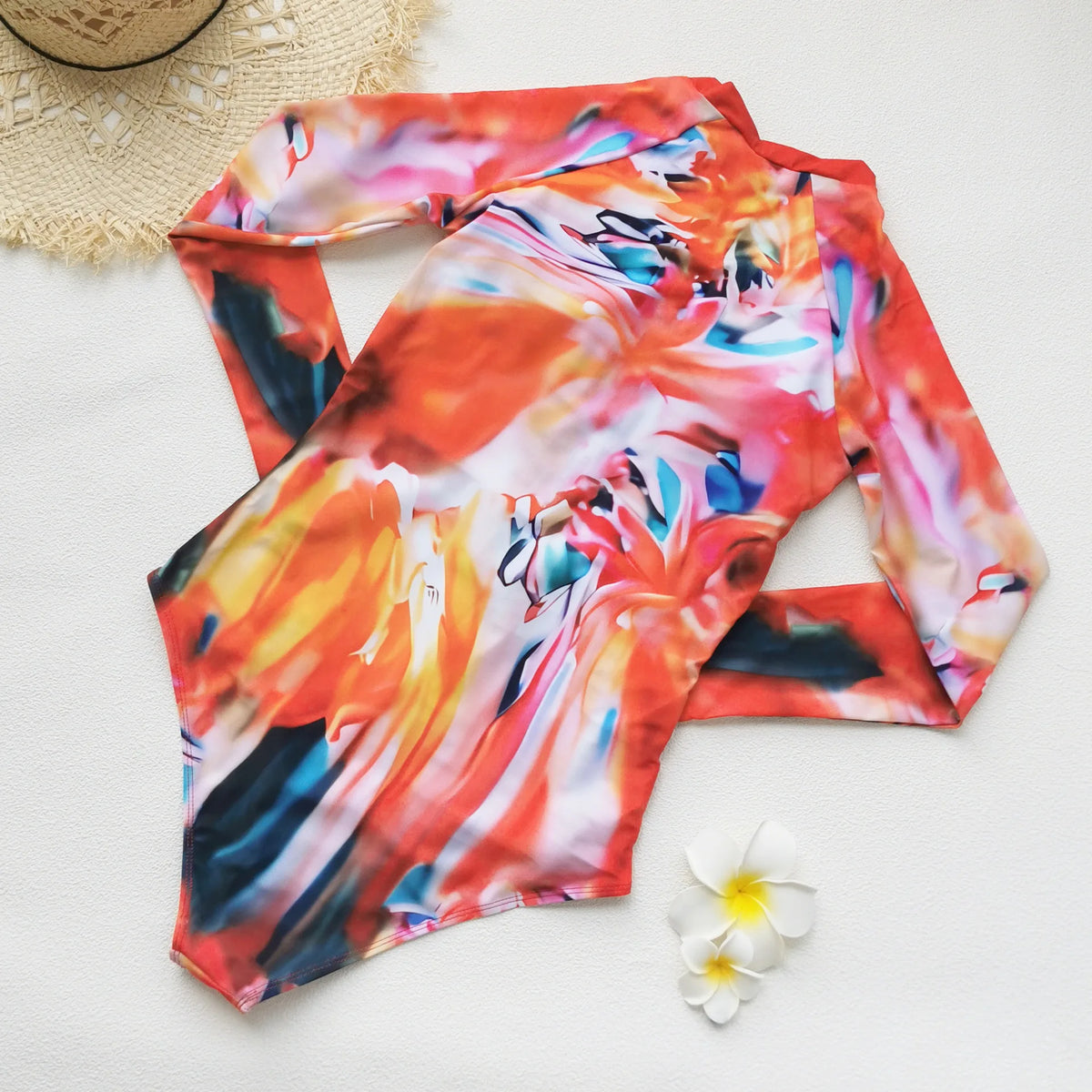 2026 Patchwork One Piece Swimsuit Long Sleeve Swimwear Women Bathing Suit Retro Zipper Swimsuit One Piece Surfing Swim Wear