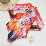 2026 Patchwork One Piece Swimsuit Long Sleeve Swimwear Women Bathing Suit Retro Zipper Swimsuit One Piece Surfing Swim Wear