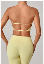 Padded Backless Bandeau Sports Bra Gym Women Crop Tube Top Seamless Yoga Top Sexy Workout Sportswear Push-up Fitness Underwear