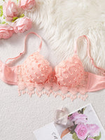 Daily Knitted Bra for Women Sexy Heart Lace Patchwork with Lace Trim Sexy Bras Comfortable Non-Padded Solid Women's Push up Bra