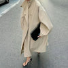 Women's Elegant Faux Suede Long Jacket Stand Collar Bat Sleeve Solid Overcoat Outwears 2025 Autumn Winter Female Streetwears