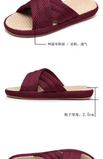 Breathable Cotton Linen Slippers For Women Men Spring Summer House Shoes Anti-slip Solid Color Couples Home Floor Slides
