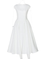 FDYOUI Elegant Sleeveless Backless A-line Party Dress for Woman 2026 Summer Tunics High Waist Solid Wedding Evening Prom Dresses