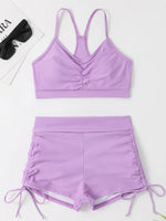 Drawstring Front Shorts Bikinis 2026 High Waist Swimsuit Women Swimwear Female Bathers Bathing Swimming Swim Suit Beachwear