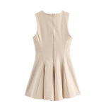 Foridol Bowknot Pleated Short Dress for Women O Neck Sleeveless Tank Mini Party Dresses Summer Spring 2025 New in Casual Vestido