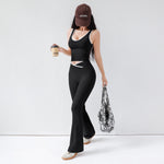 Women's CrossFlow Set: Open Back Top & 8' Shorts W/Second-Skin Fit & Run-Ready Yoga Trim