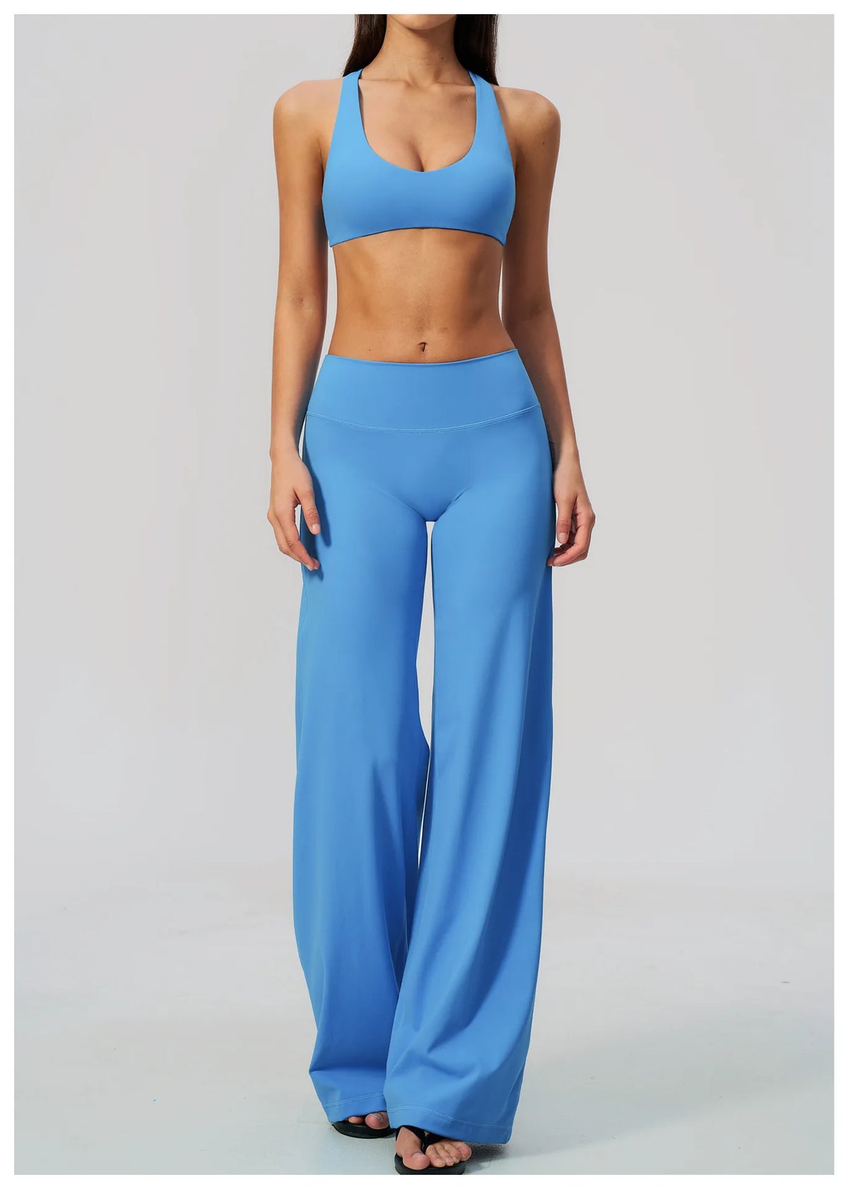Summer 2 Piece Yoga Sets Women Tight Back Cross Sports Bra High Waist Peach Hip Wide Leg Pants Gym Running Fitness Workout Suits