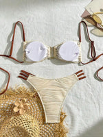 DEKA U Neck Wrinkled Crinkled Bikini Women Swimwear Female Swimsuit Two-pieces Bikini set High Cut Bather Bathing Suit Swim