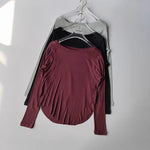 Women's yoga sports T-shirt, Modal ribbed yoga long sleeved outdoor sports loose top slimming yoga T-shirt cover