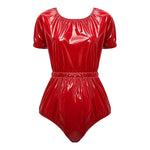 Womens Waterproof Diaper Cover Jumpsuit Buttoned Crotch Short Sleeve Elastic Waist Leakproof Adaptive Bodysuit Swimwear Swimsuit