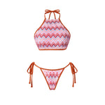3Pcs Striped Bikini 2026 Bandeau Biquini Women Sexy Swimsuit Push Up Swimwear Female Mesh Pants Bathing Suit Cover Up Beachwear