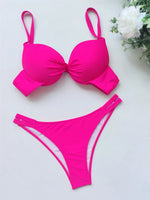 Sexy Red Push Up Swimsuits Women Bikinis Sets 2026 Mujer Swimwear Ruched High Cut Bathing Suit Biquinis Underwire Bikini Bathers