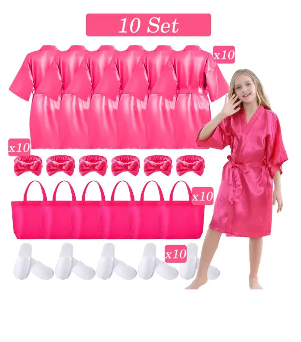 6-15 Set Muti Colors Spa Party Robe for Girls Kids Birthday Party Supplies Favors Spa Day Robes Gowns Sleepover Pyjama Party